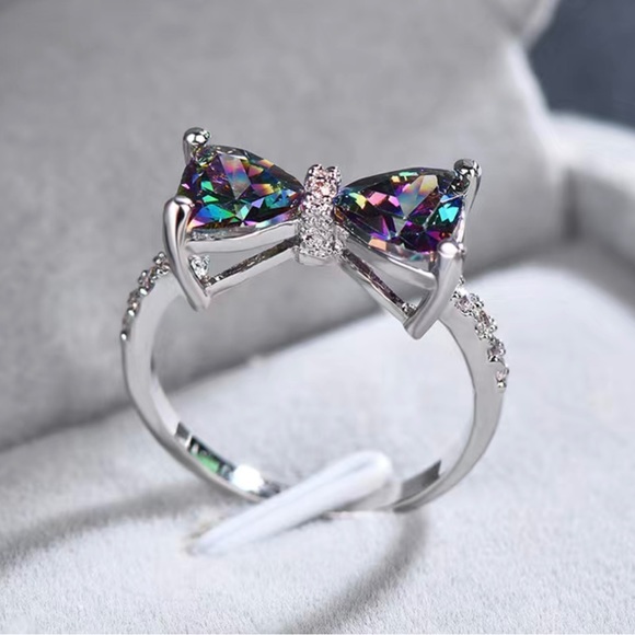 Mystic Fire Topaz Inspired Bow tie Ring - Picture 7 of 10